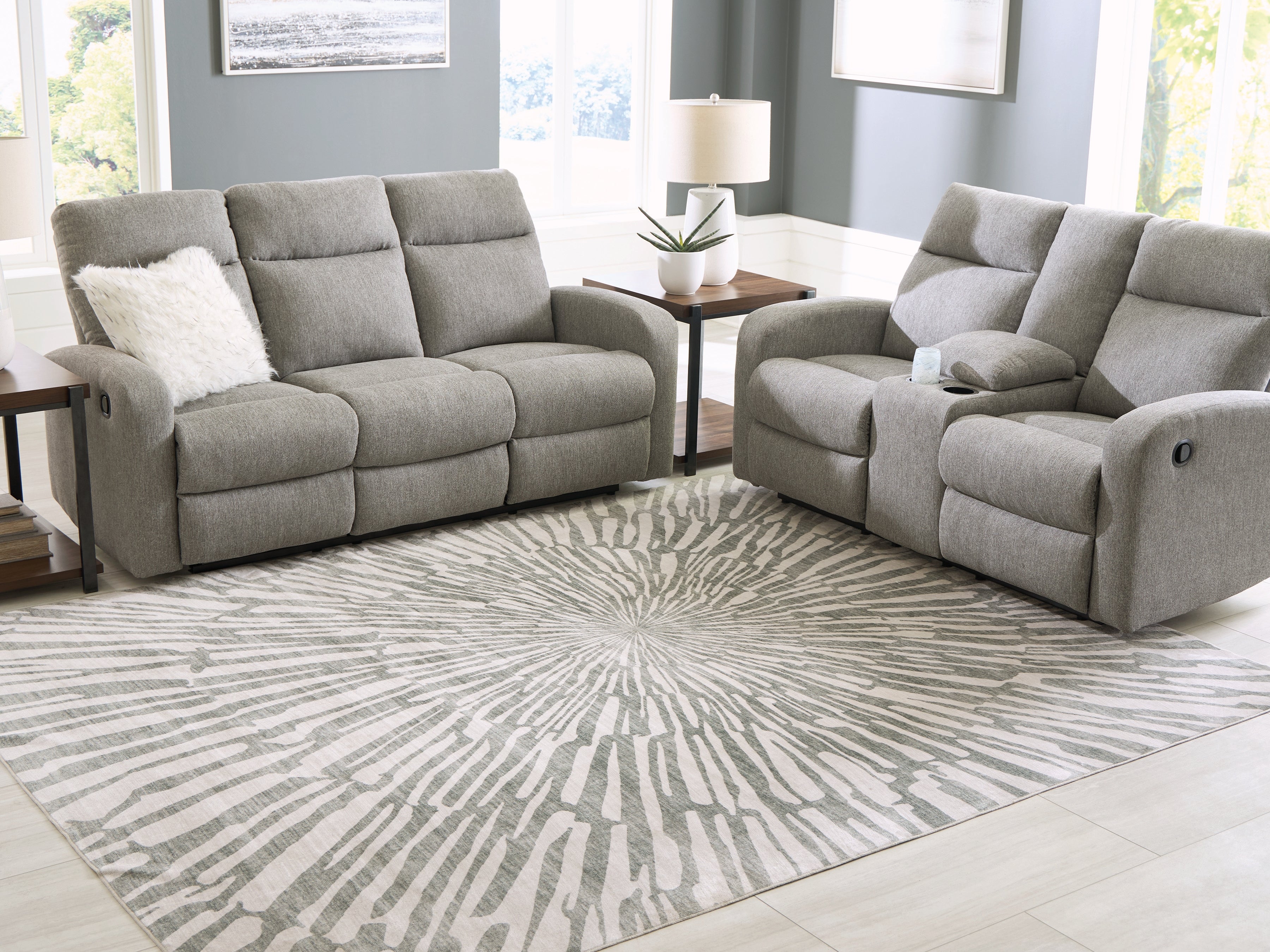Fine Furniture & Decor - Ashley Furniture - Verland Rug - Washable 7'6" x 9'6" Area Rug / Gray/White - R407431