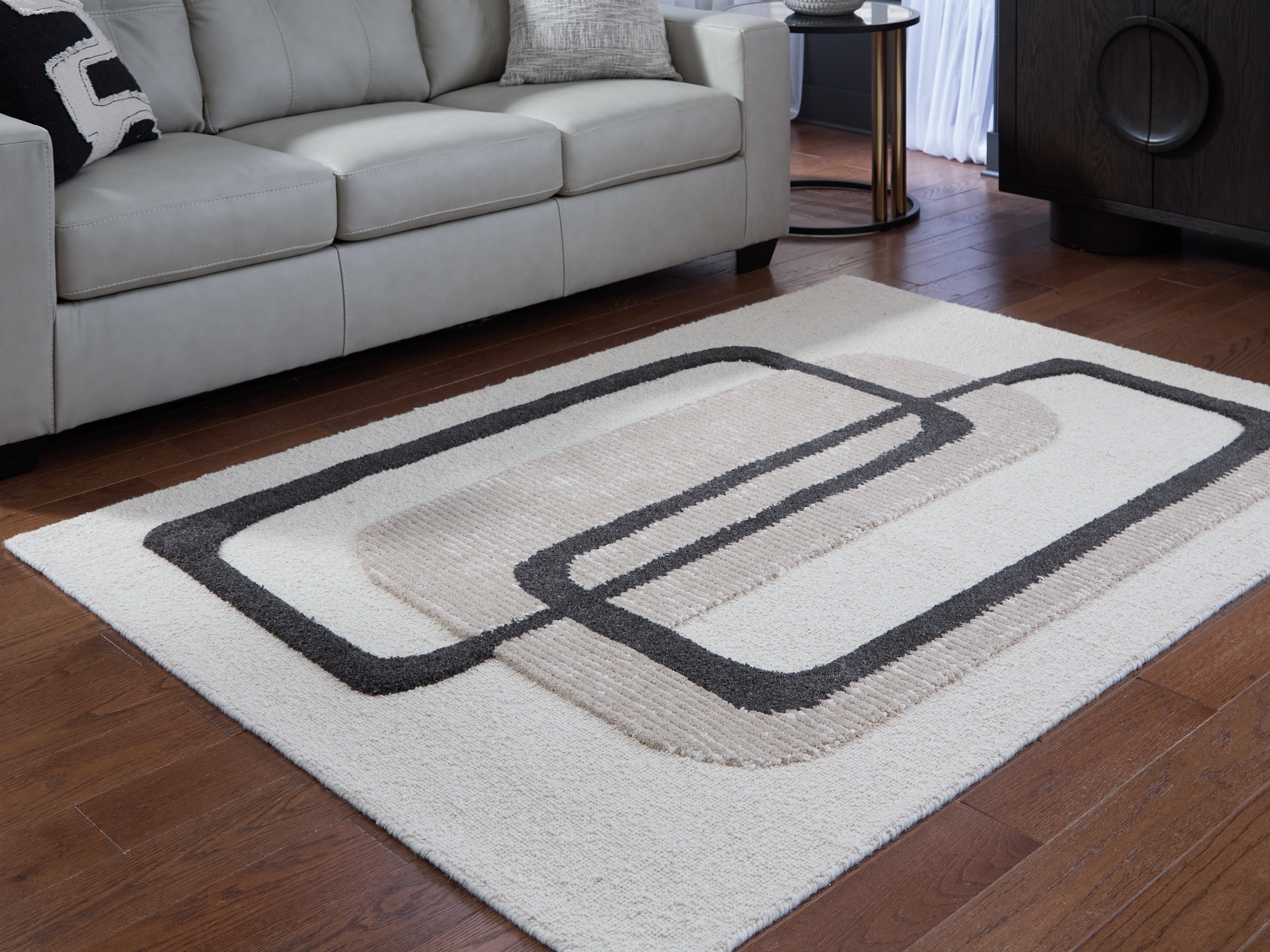 Fine Furniture & Decor - Ashley Furniture - Davismour Rug - 5' x 7' Area Rug / Ivory/Taupe/Charcoal - R407562