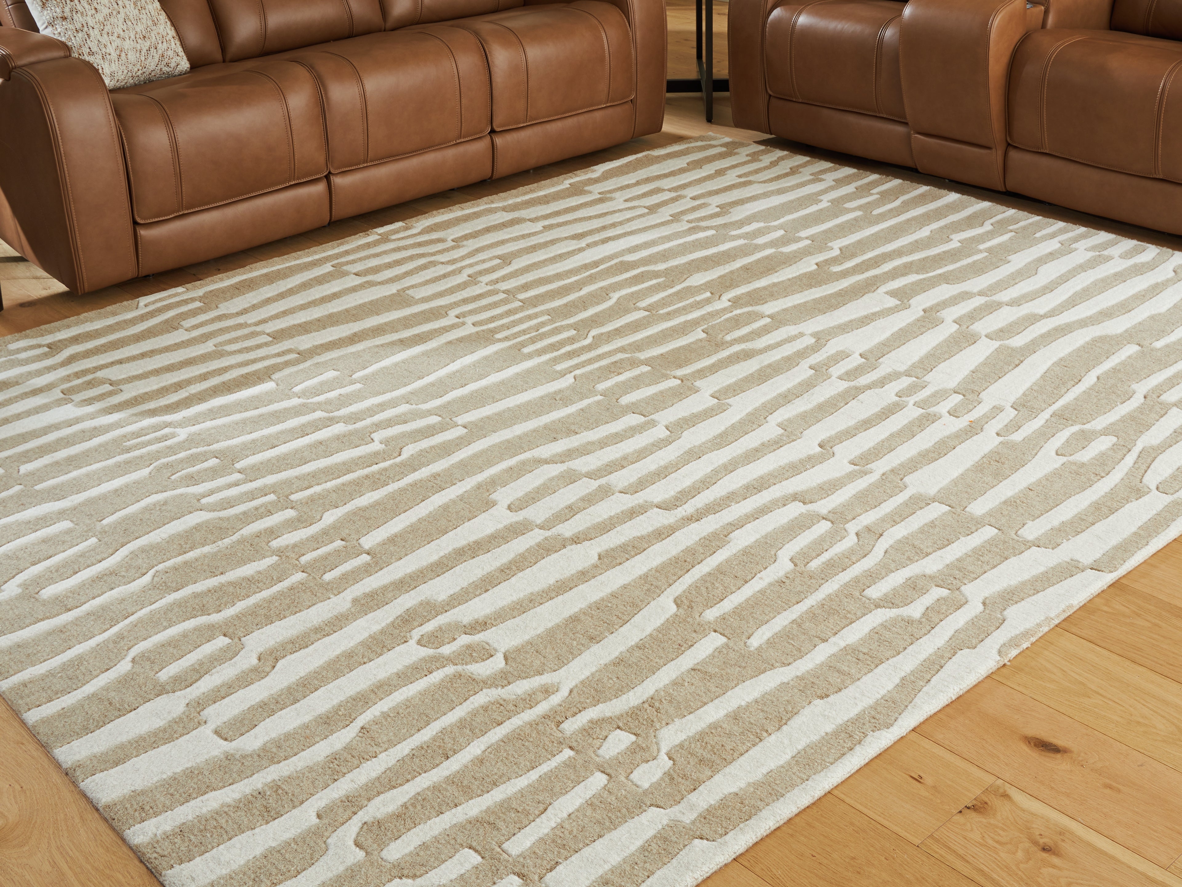 Fine Furniture & Decor - Ashley Furniture - Corrbell Rug - 7'8" x 10' Area Rug / Beige/White - R407631