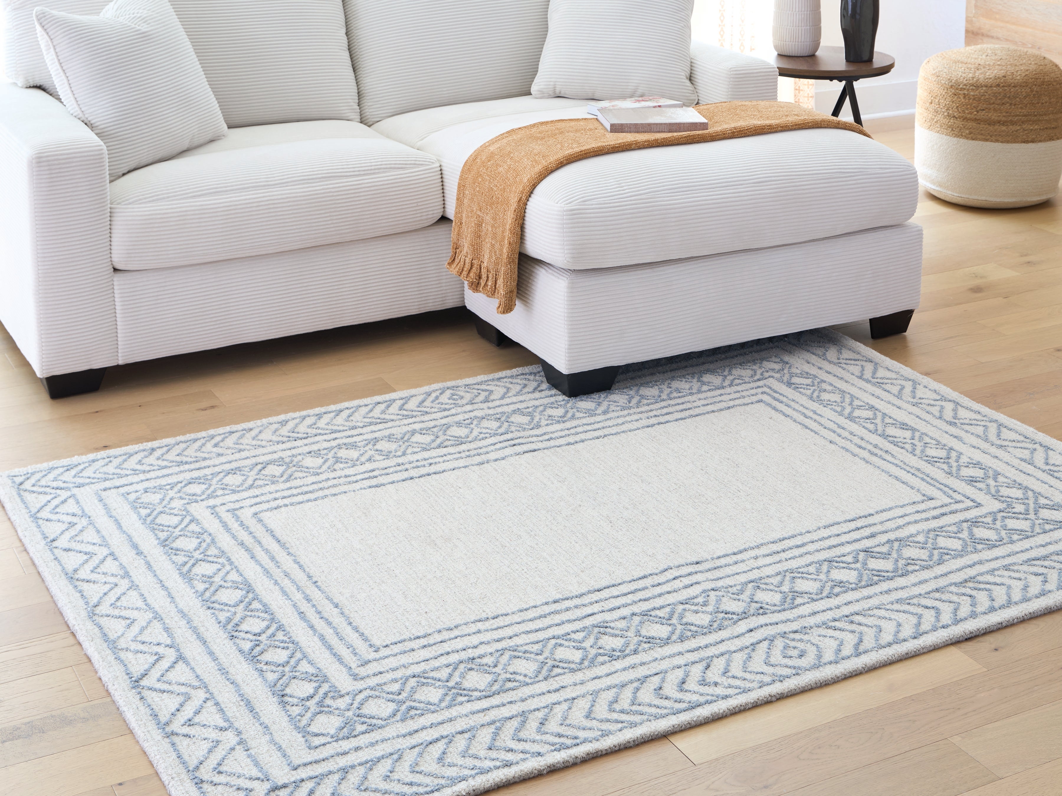 Fine Furniture & Decor - Ashley Furniture - Azelhurst Rug - 5' x 7' Area Rug / Blue/Ivory/Gray - R407852