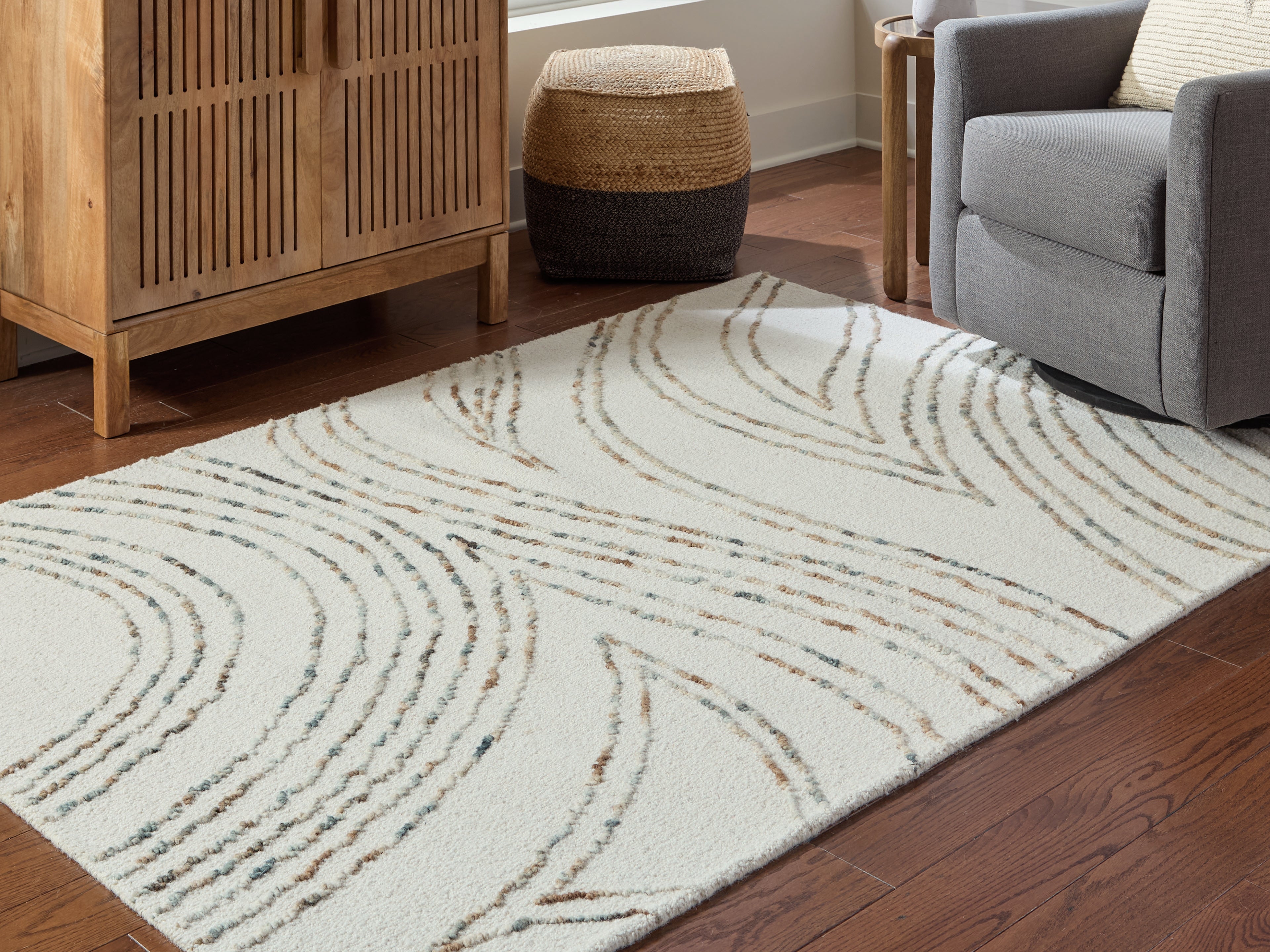 Fine Furniture & Decor - Ashley Furniture - Deenbury Rug - 5' x 7' Area Rug / Ivory/Green/Brown - R407862