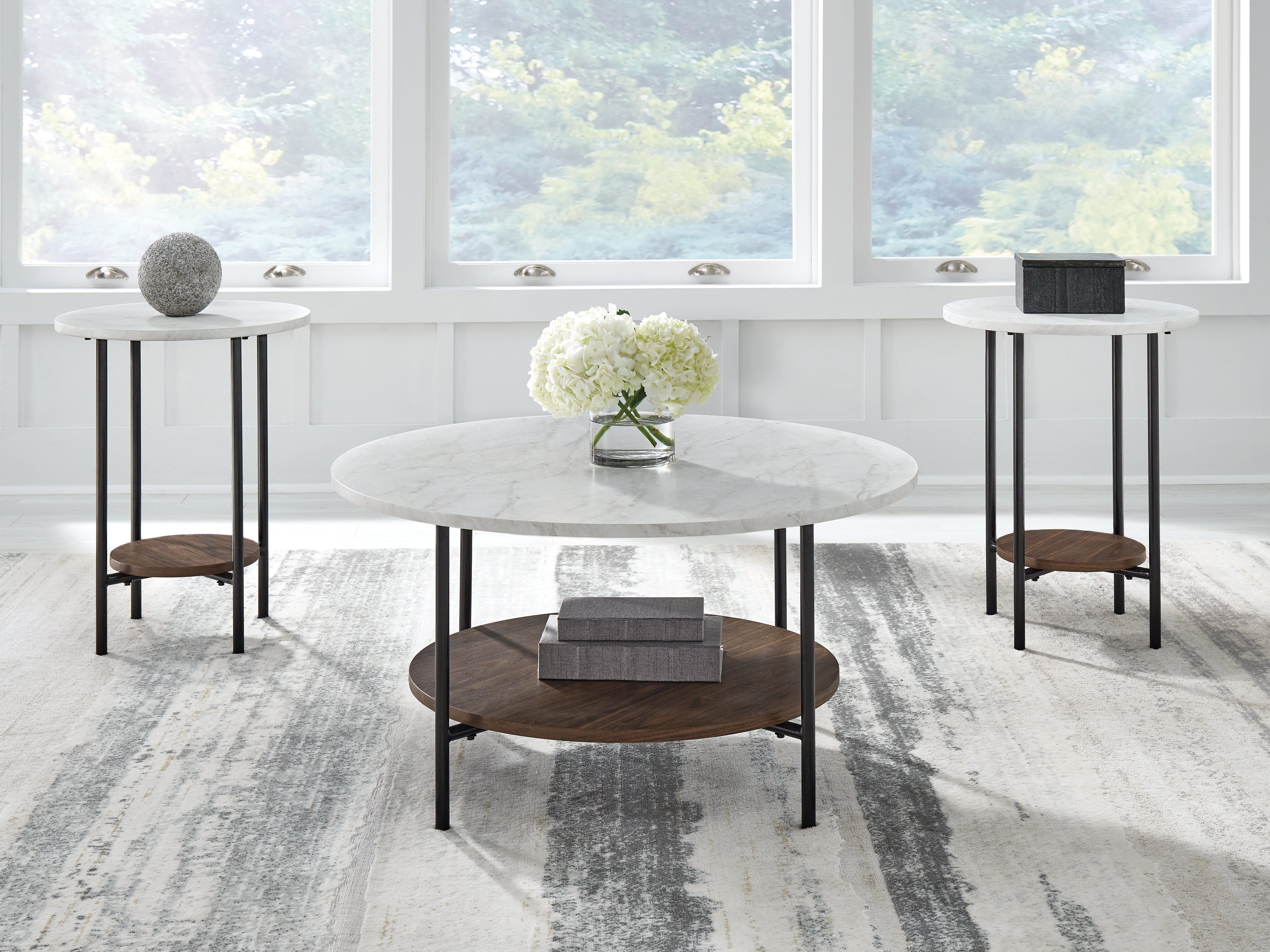 Fine Furniture & Decor - Ashley Furniture - Wrenwich Table (Set of 3) - Occasional Table Set (3/CN) / Brown/Black/White - T167-13