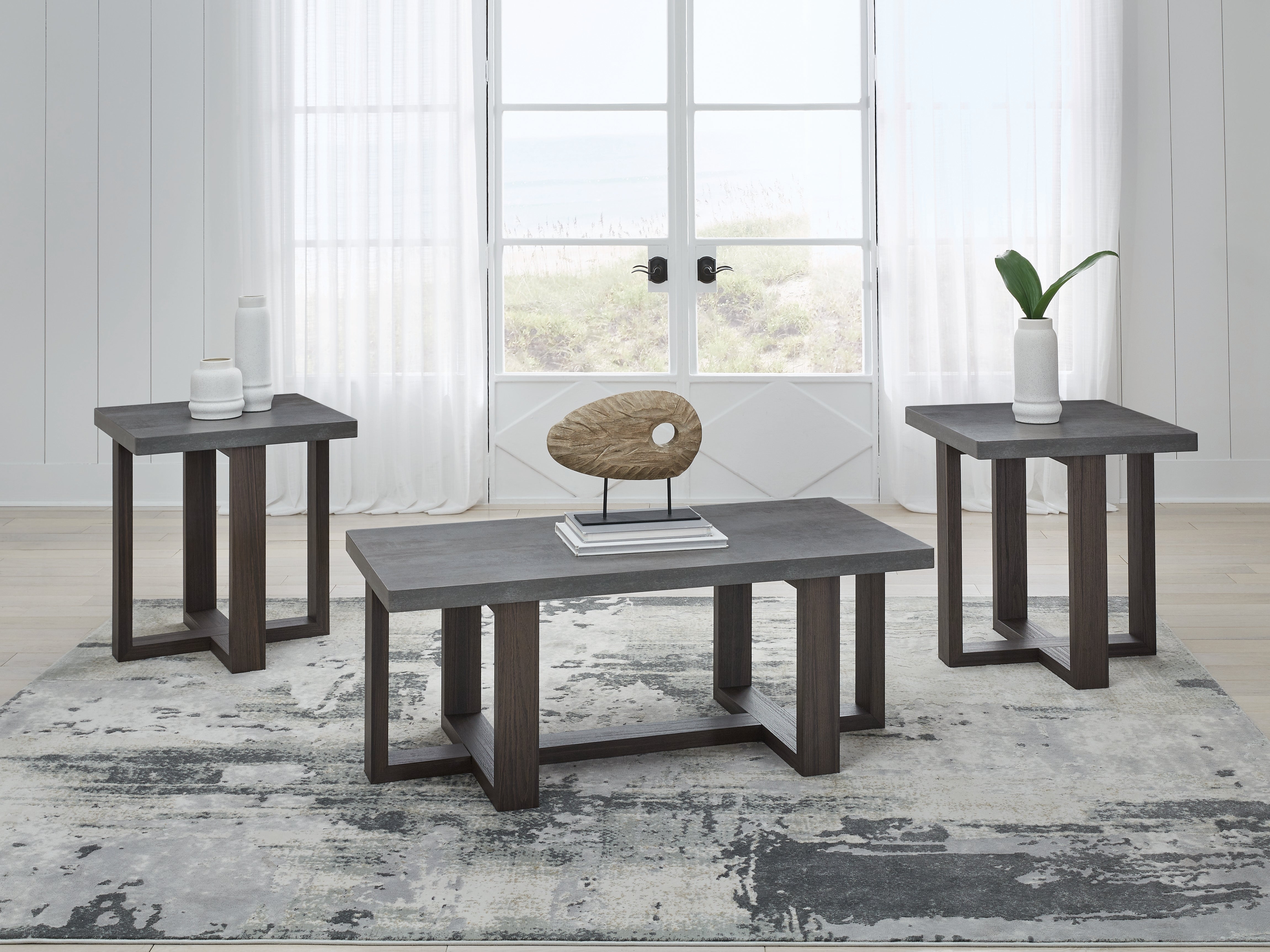 Fine Furniture & Decor - Ashley Furniture - Dynnford Table (Set of 3) - Occasional Table Set (3/CN) / Gray/Brown - T216-13
