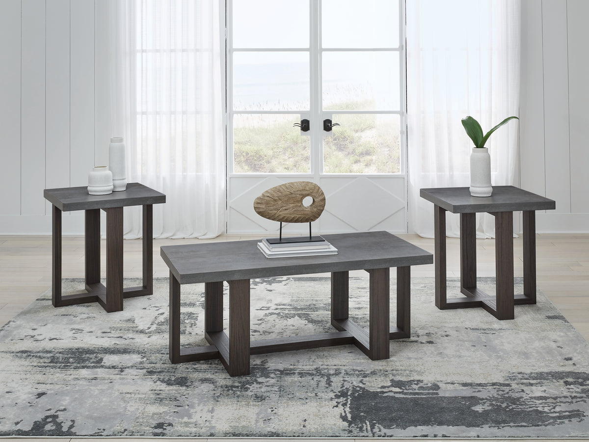 Fine Furniture & Decor - Ashley Furniture - Dynnford Table (Set of 3) - Occasional Table Set (3/CN) / Gray/Brown - T216-13