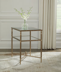 Fine Furniture & Decor - Ashley Furniture - Cloverty End Table - Rectangular End Table / Aged Gold Finish - T440-3