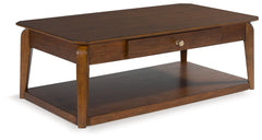 Fine Furniture & Decor - Ashley Furniture - Trenmour Coffee Table - Rectangular Cocktail Table / Medium Brown - T596-1