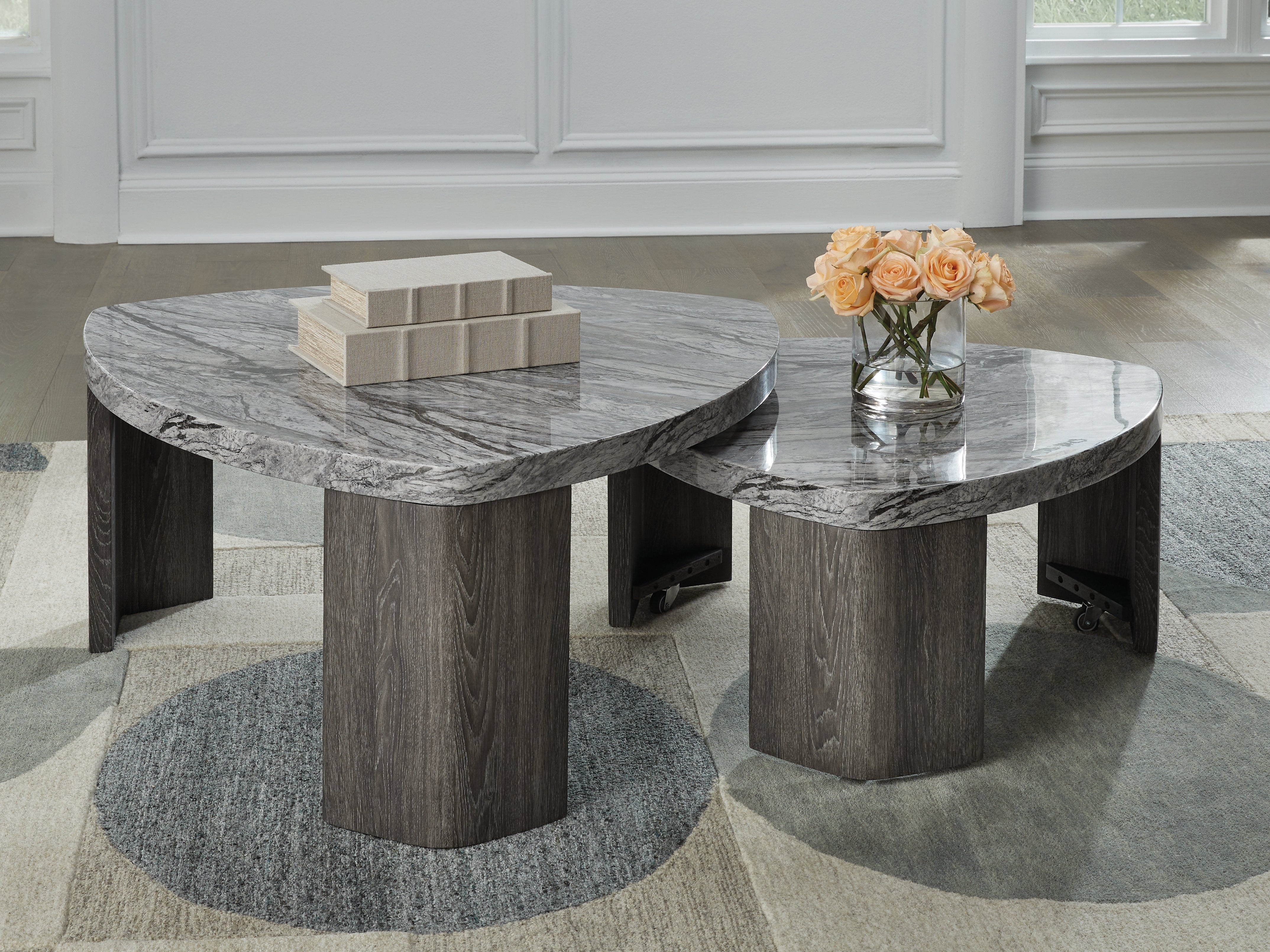 Fine Furniture & Decor - Ashley Furniture - Surmour Stacked Coffee Table - Stacked Cocktail Table / Gray/Brown - T600-0