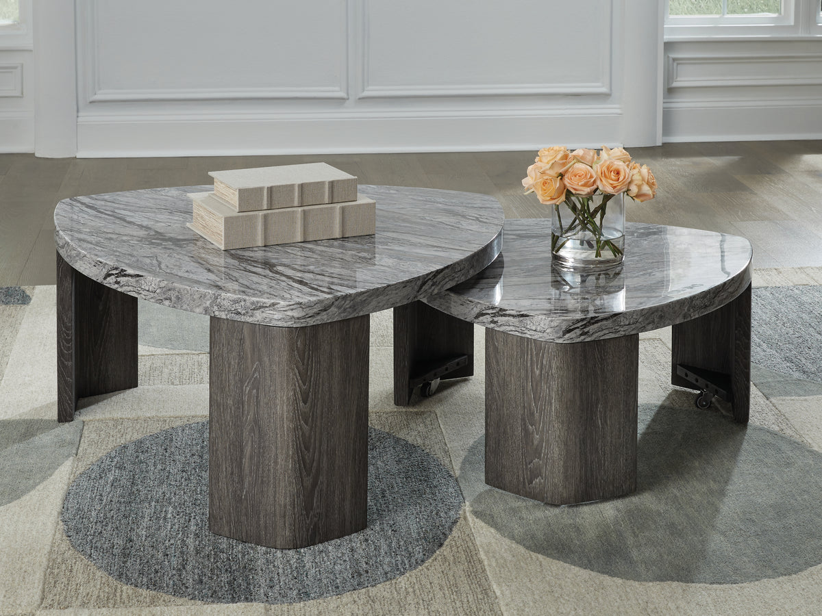 Fine Furniture & Decor - Ashley Furniture - Surmour Stacked Coffee Table - Stacked Cocktail Table / Gray/Brown - T600-0