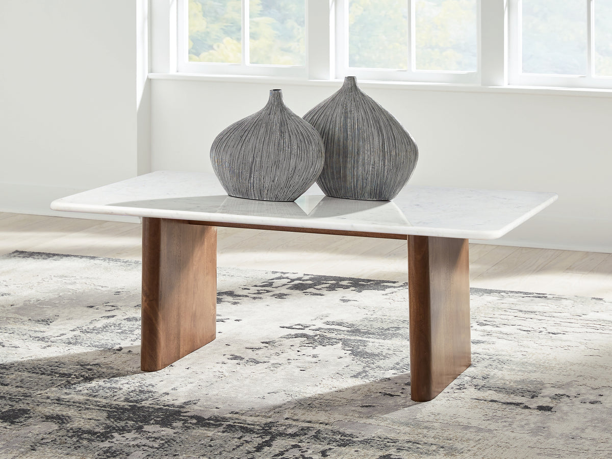 Fine Furniture & Decor - Ashley Furniture - Isanti Coffee Table - Round Cocktail Table / White/Brown - T652-8