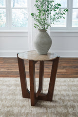 Fine Furniture & Decor - Ashley Furniture - Tanidore End Table - Round End Table / Warm Brown - T667-6