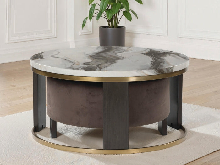 Fine Furniture & Decor - Ashley Furniture - Jazmore Nesting Coffee Table (Set of 2) - Nesting Cocktail Tables (Set of 2) / Brown/Brass Finish - T671-22