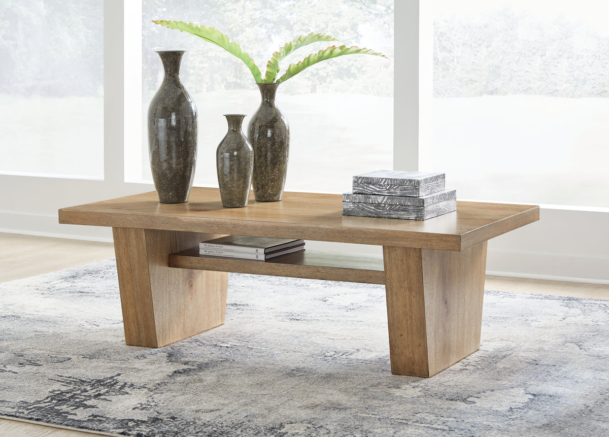 Fine Furniture & Decor - Ashley Furniture - Kristiland Coffee Table - Rectangular Cocktail Table / Light Brown - T674-1