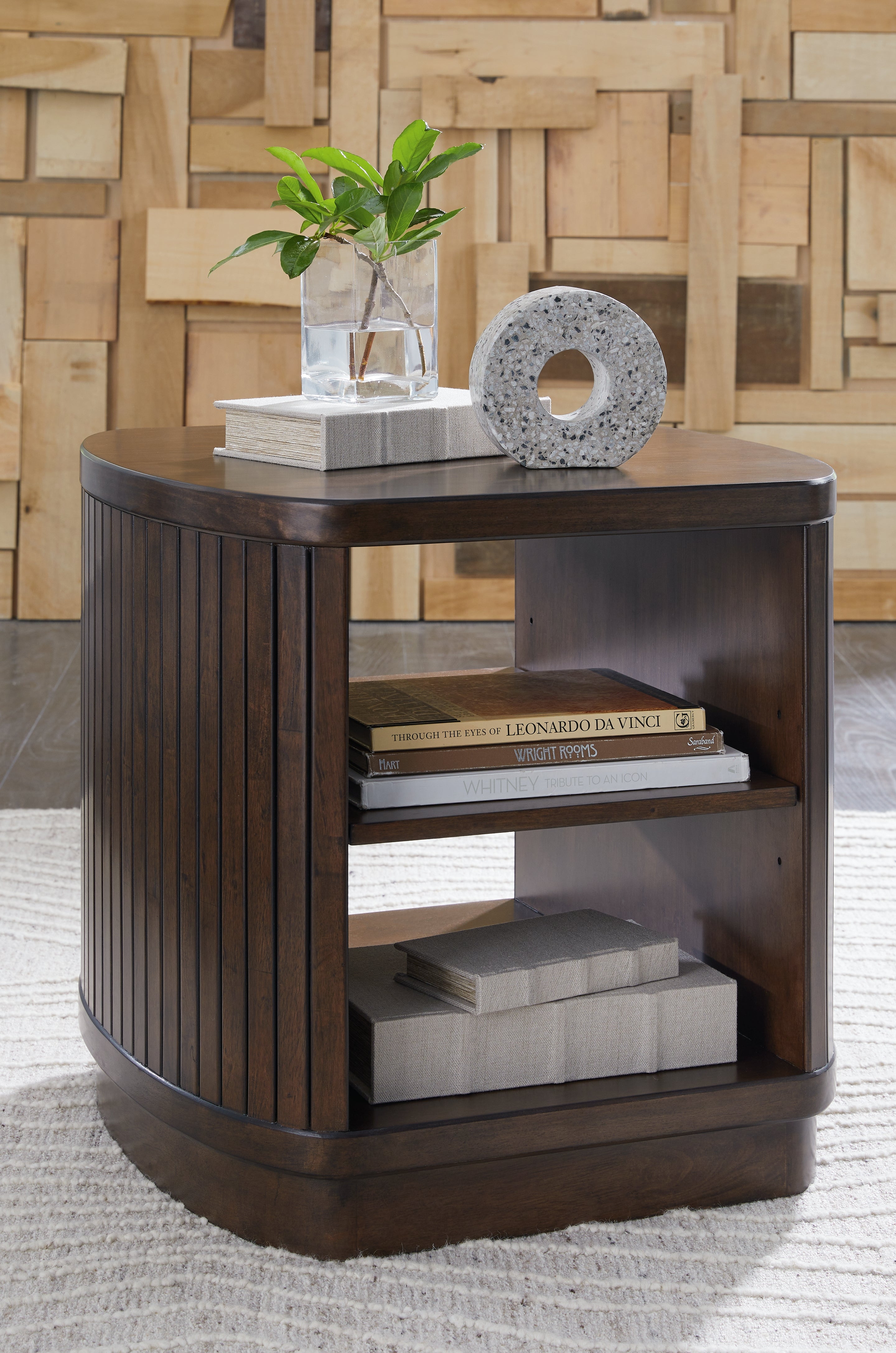 Fine Furniture & Decor - Ashley Furniture - Korestone End Table - Square End Table / Dark Brown - T679-2