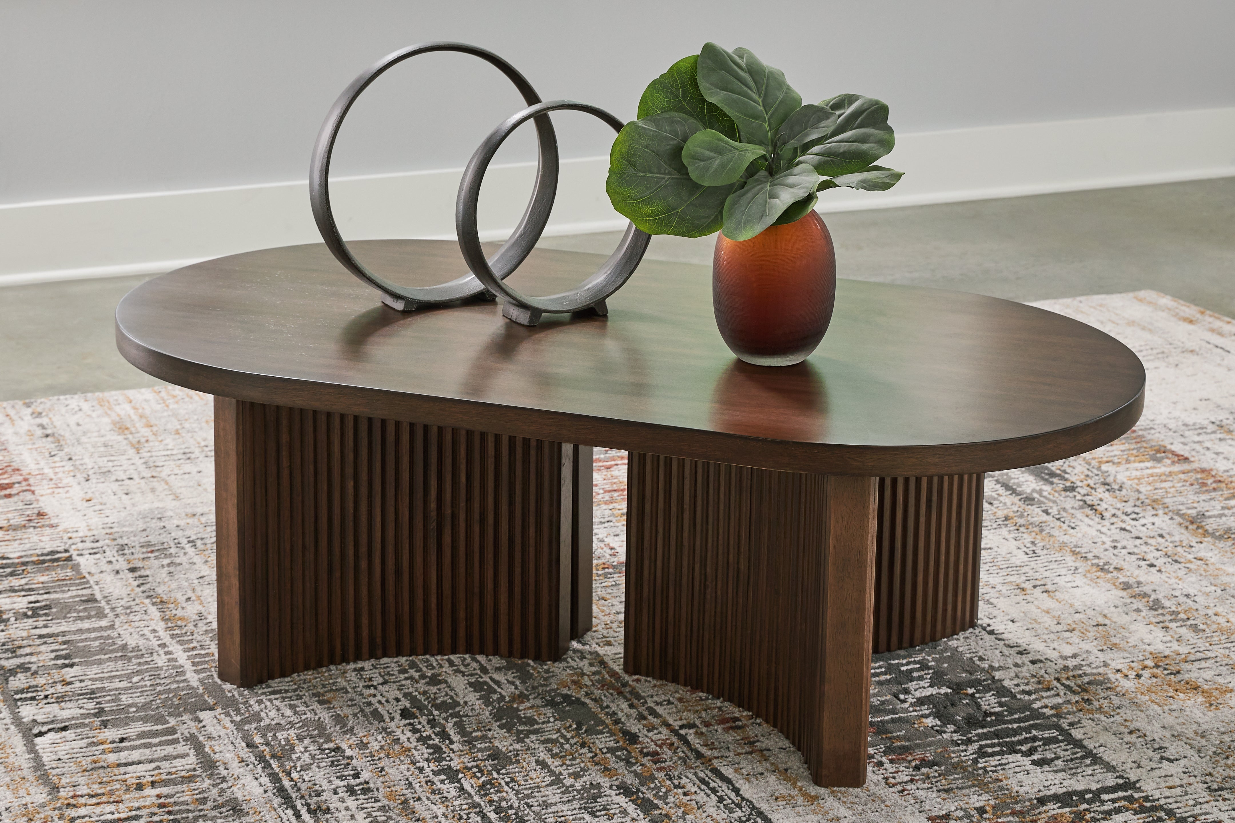 Fine Furniture & Decor - Ashley Furniture - Korestone Coffee Table - Rectangular Cocktail Table / Dark Brown - T438-1