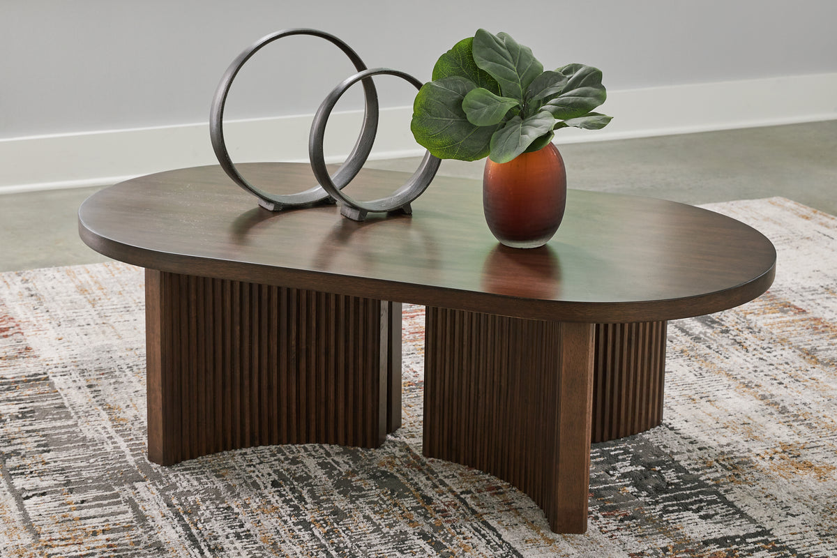 Fine Furniture & Decor - Ashley Furniture - Korestone Coffee Table - Rectangular Cocktail Table / Dark Brown - T438-1