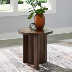 Fine Furniture & Decor - Ashley Furniture - Korestone End Table - Rectangular End Table / Dark Brown - T438-3
