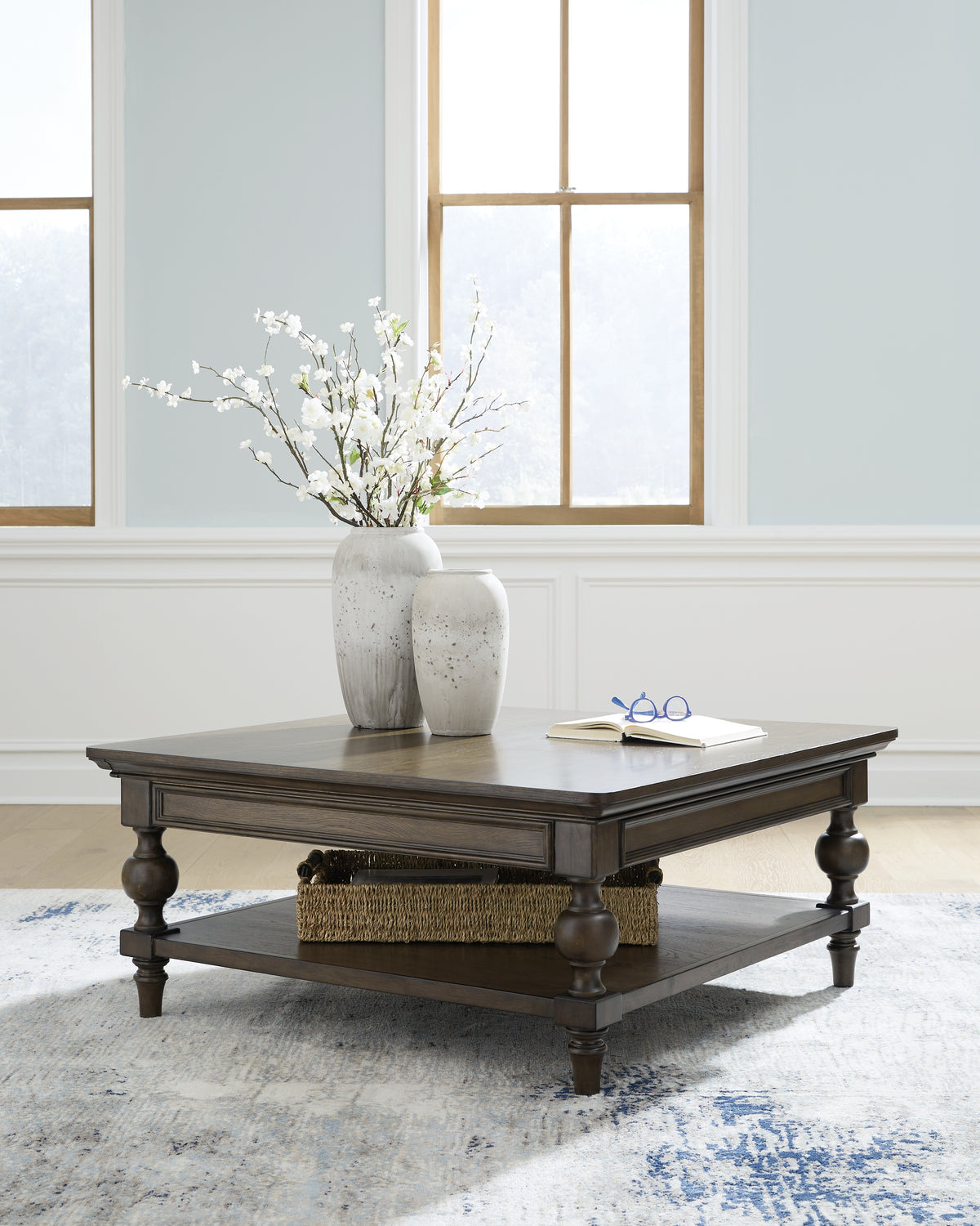 Fine Furniture & Decor - Ashley Furniture - Veramond Coffee Table - Square Cocktail Table / Dark Brown - T694-8