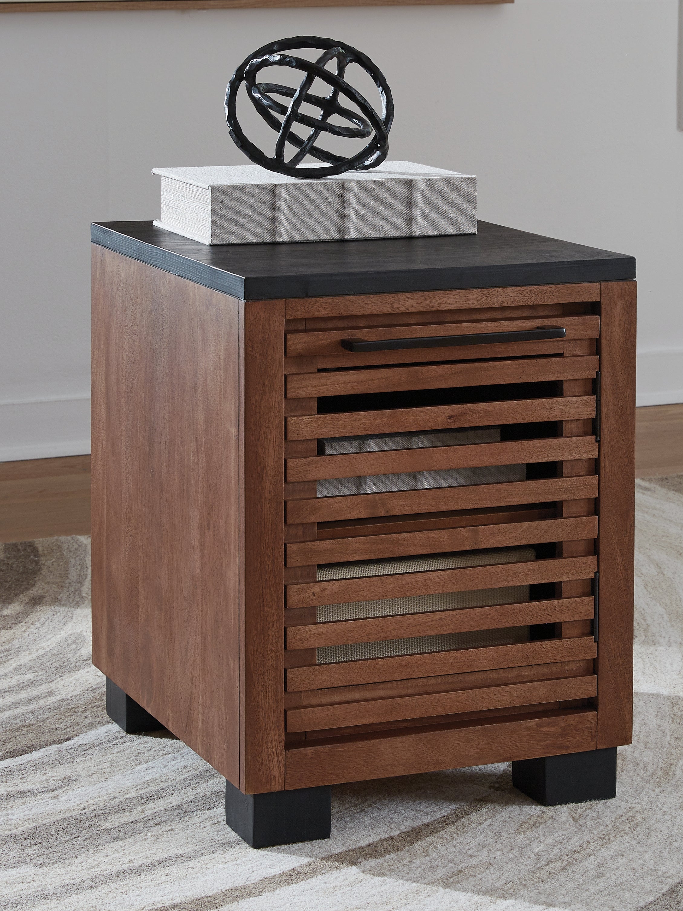 Fine Furniture & Decor - Ashley Furniture - Kallari Chairside End Table - Chair Side End Table / Warm Brown/Black - T737-7
