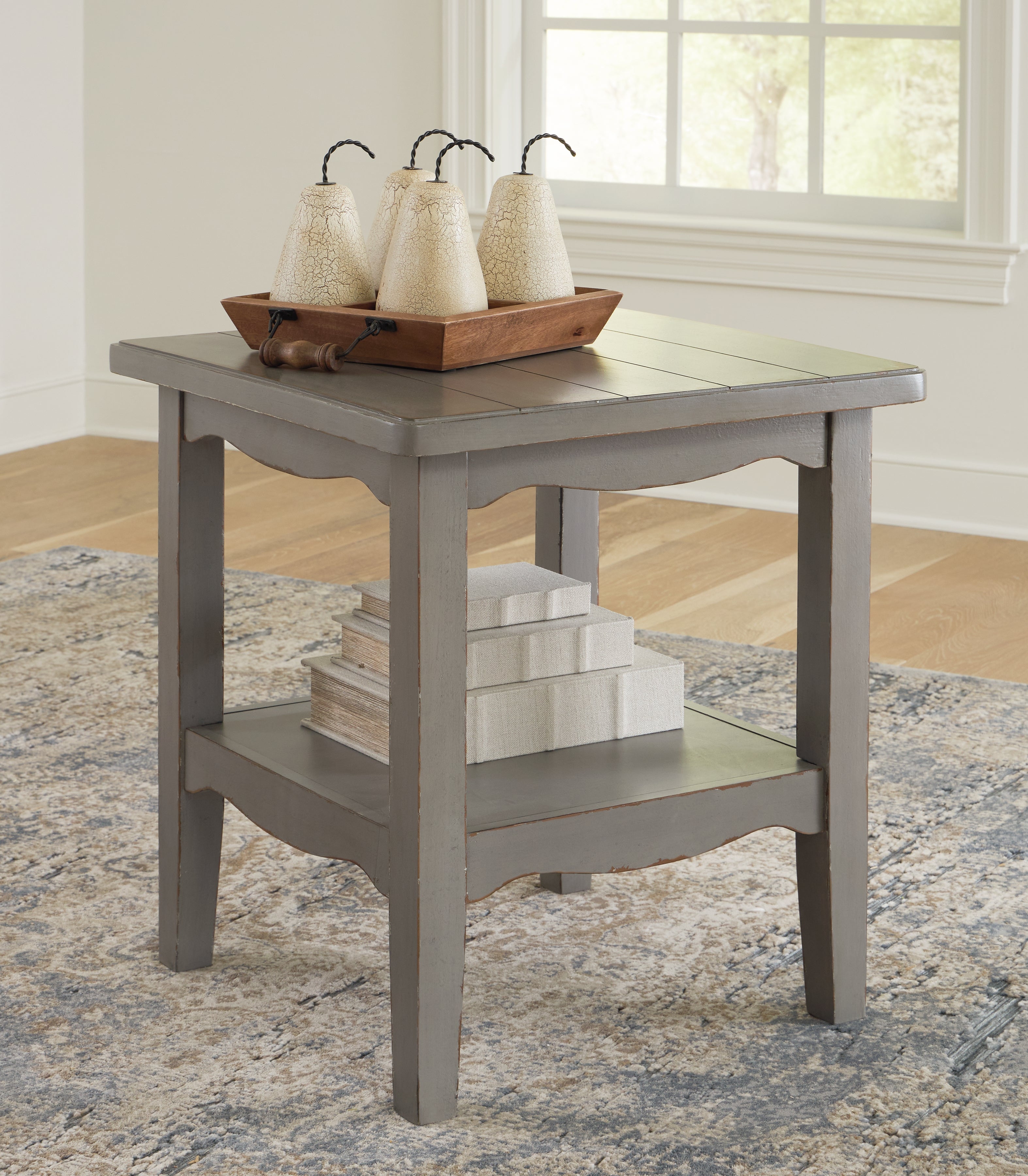 Fine Furniture & Decor - Ashley Furniture - Charina End Table - Square End Table / Antique Gray - T784-2