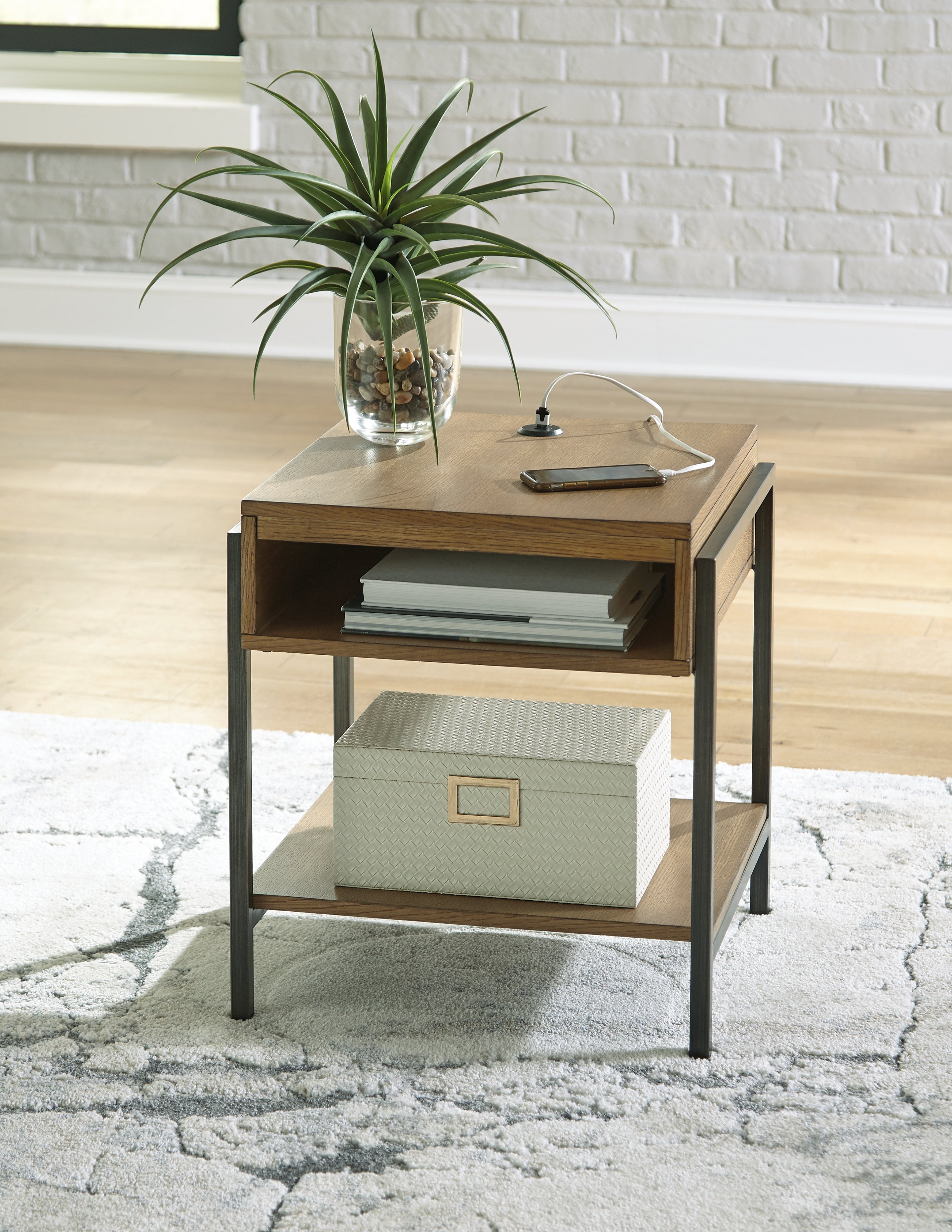 Fine Furniture & Decor - Ashley Furniture - Fridley End Table - Rectangular End Table / Brown/Black - T964-3