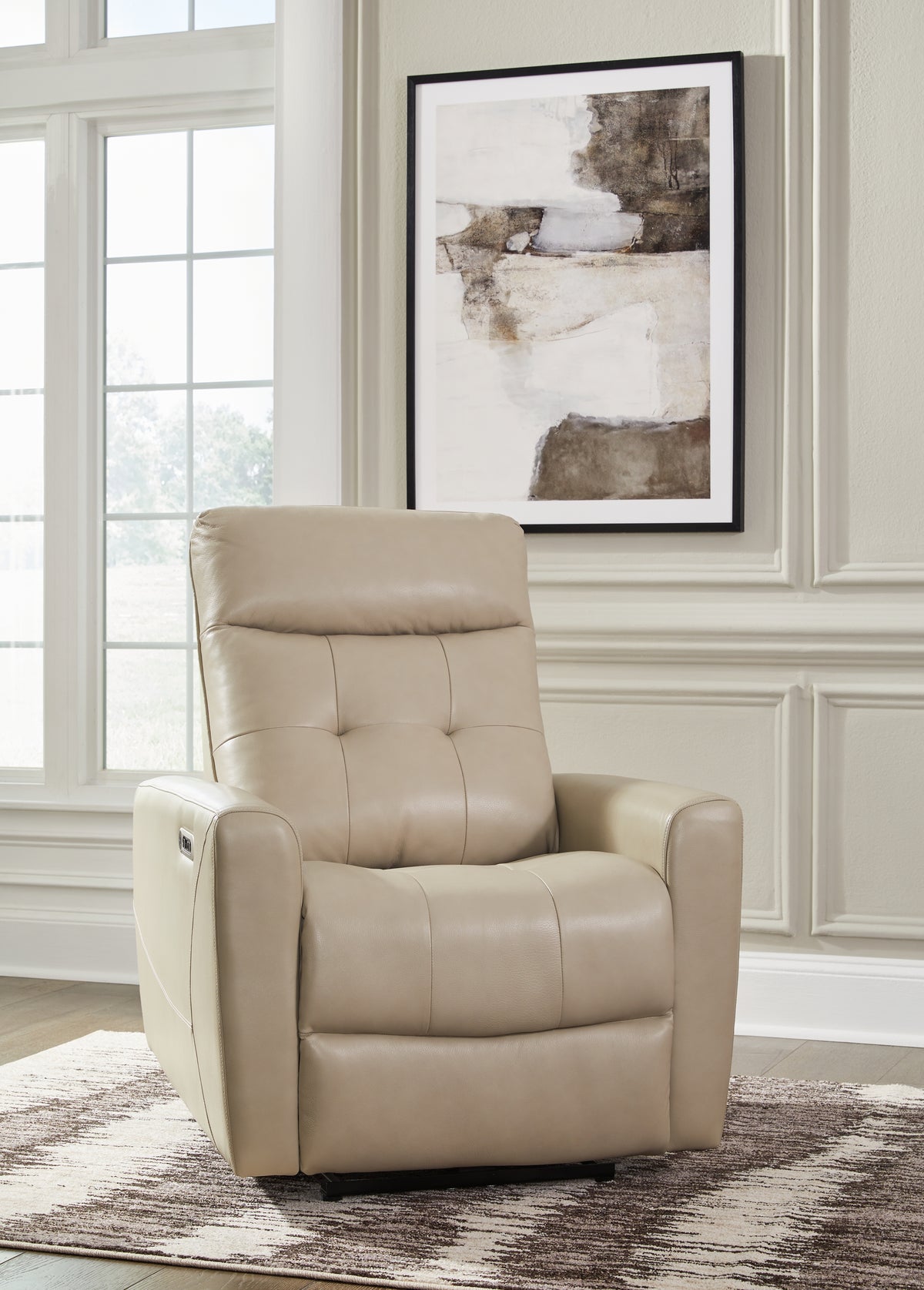 Fine Furniture & Decor - Ashley Furniture - Pisgham Living Room - PWR Recliner/ADJ Headrest / Sand - U1050313