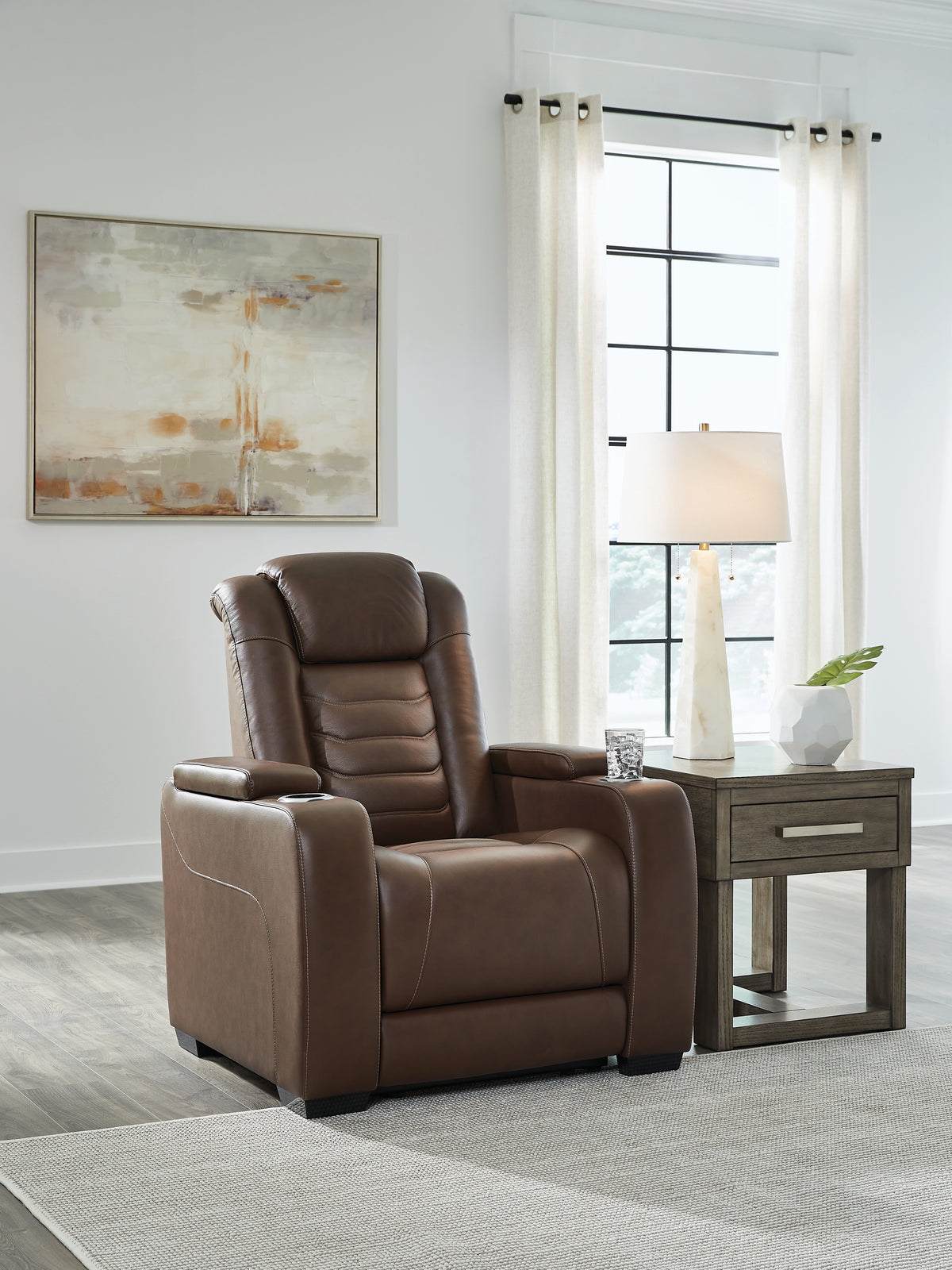 Fine Furniture & Decor - Ashley Furniture - High Impact Living Room - PWR Recliner/ADJ Headrest / Tobacco - U1060113