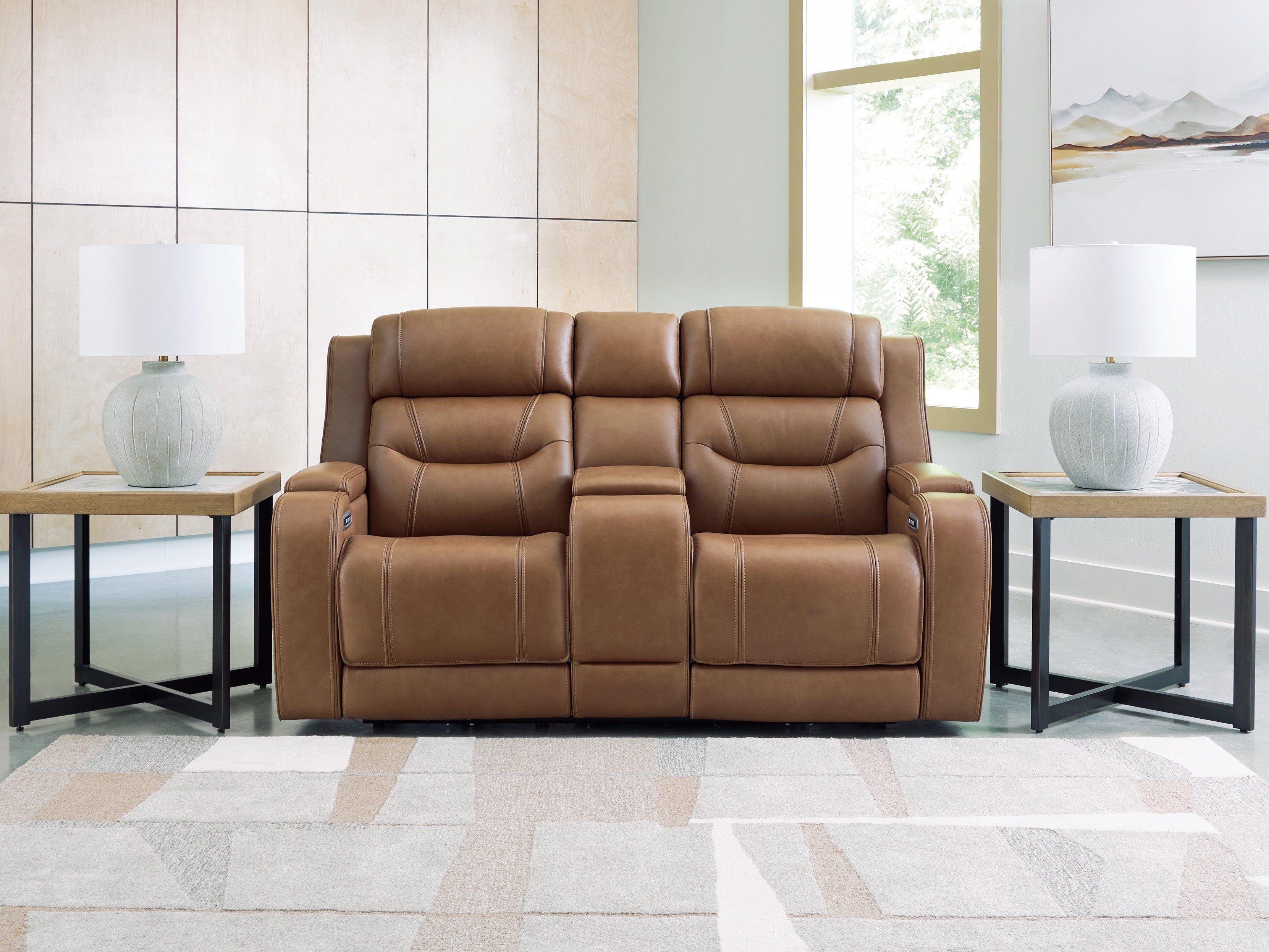 Fine Furniture & Decor - Ashley Furniture - Knightington Living Room - PWR REC Love w/Audio Seating / Caramel - PCU1160018A