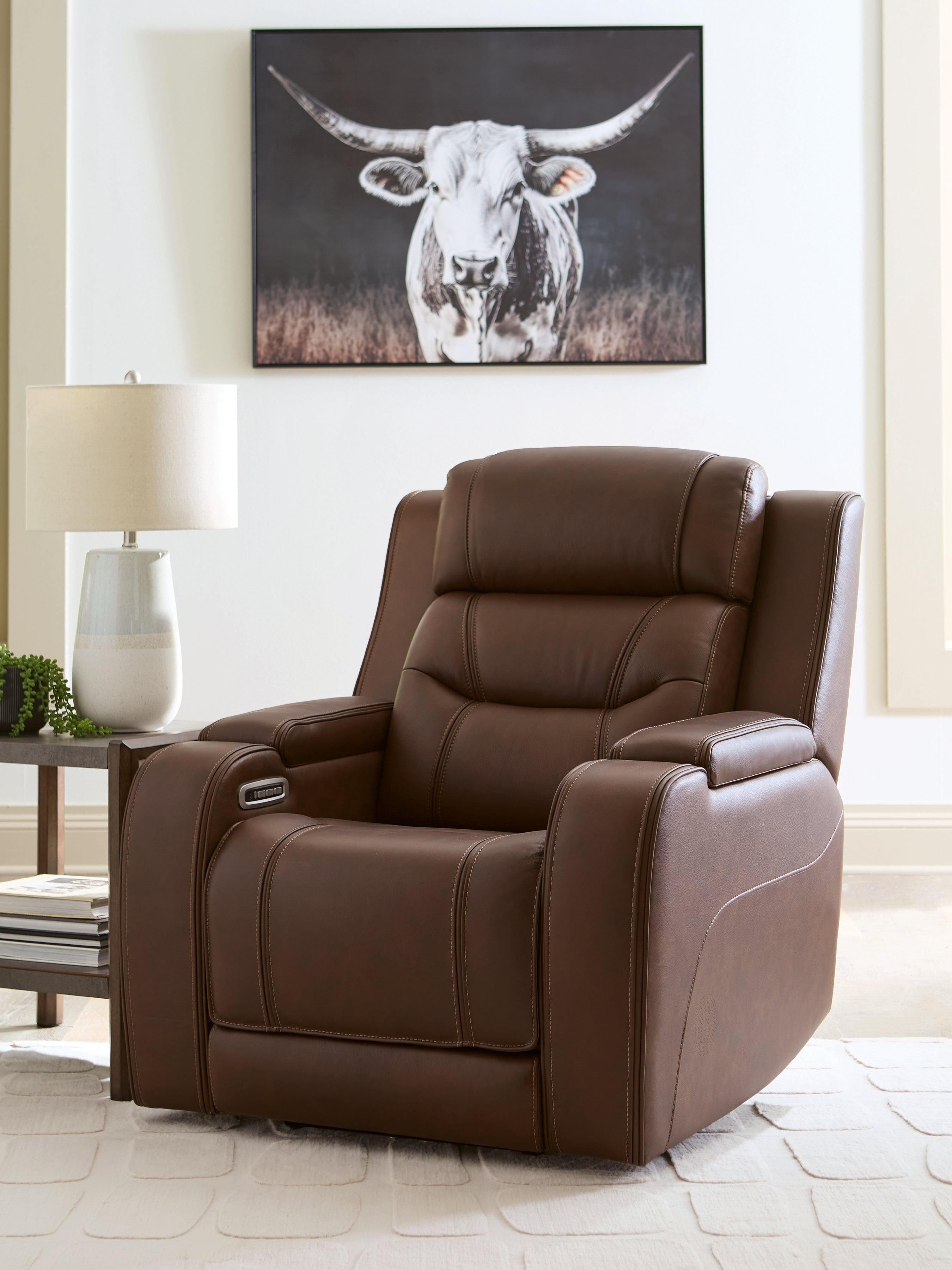 Fine Furniture & Decor - Ashley Furniture - Knightington Living Room - Power Recliner w/Audio Seating / Brown - PCU1160213A