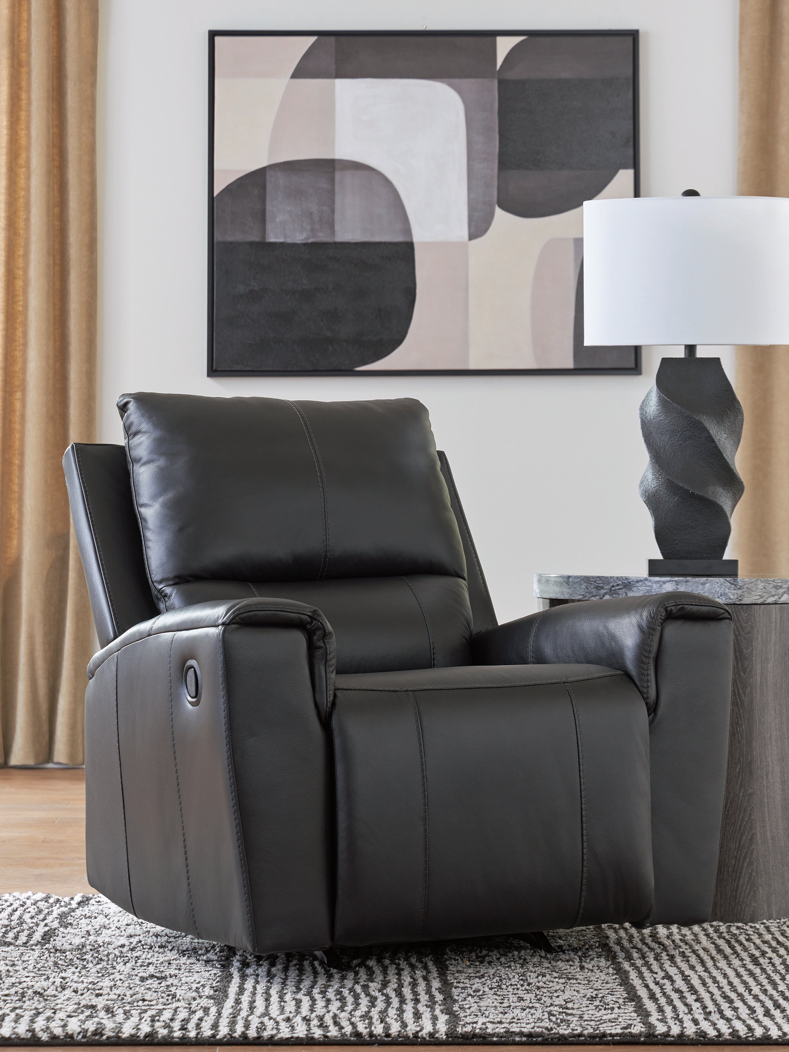 Fine Furniture & Decor - Ashley Furniture - Glossmore Living Room - Rocker Recliner / Black - PCU1170025
