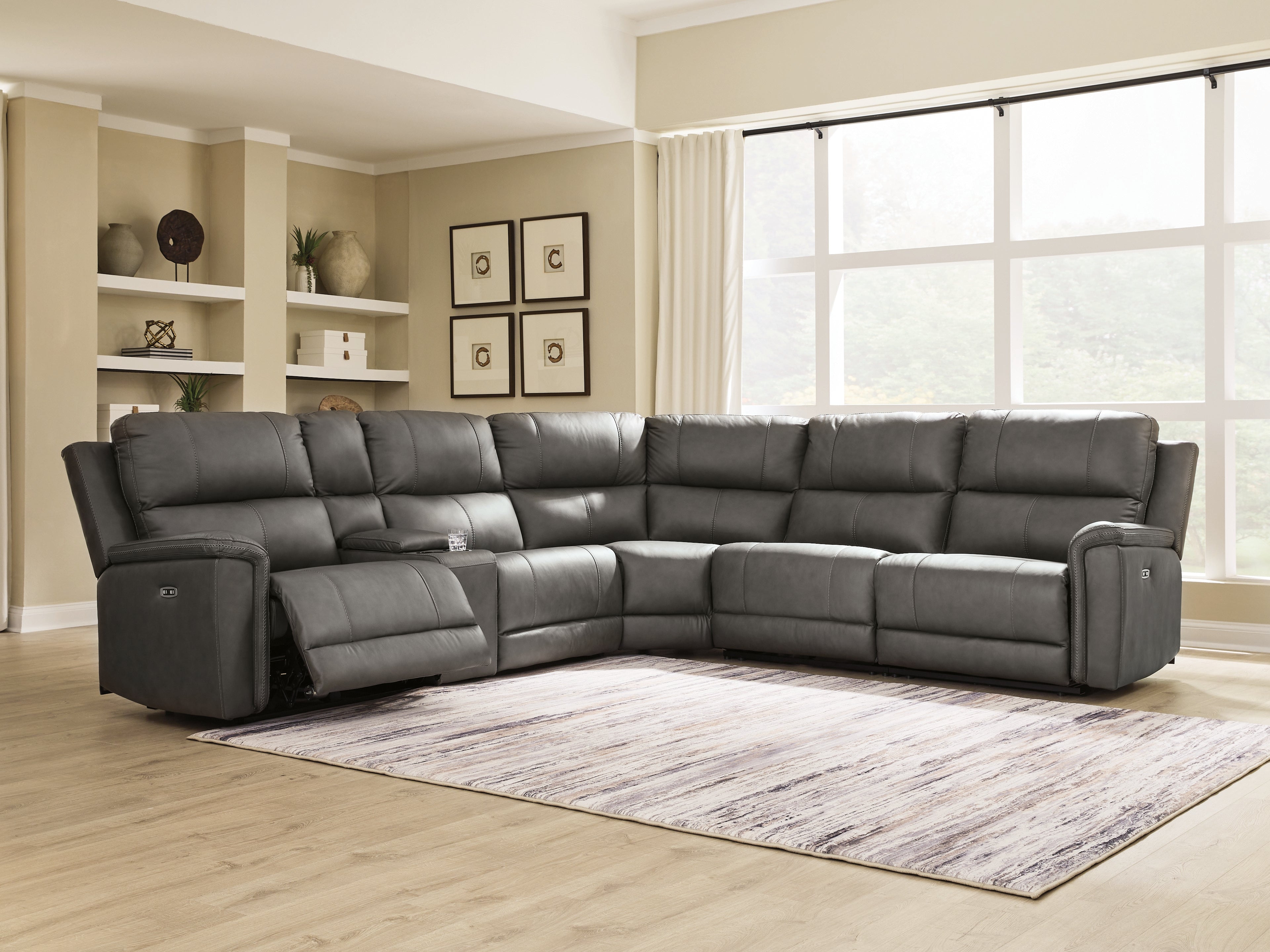 Fine Furniture & Decor - Ashley Furniture - Bleckley Sectional - 6-Piece Power Reclining Sectional / Anchor - PCU12000S5