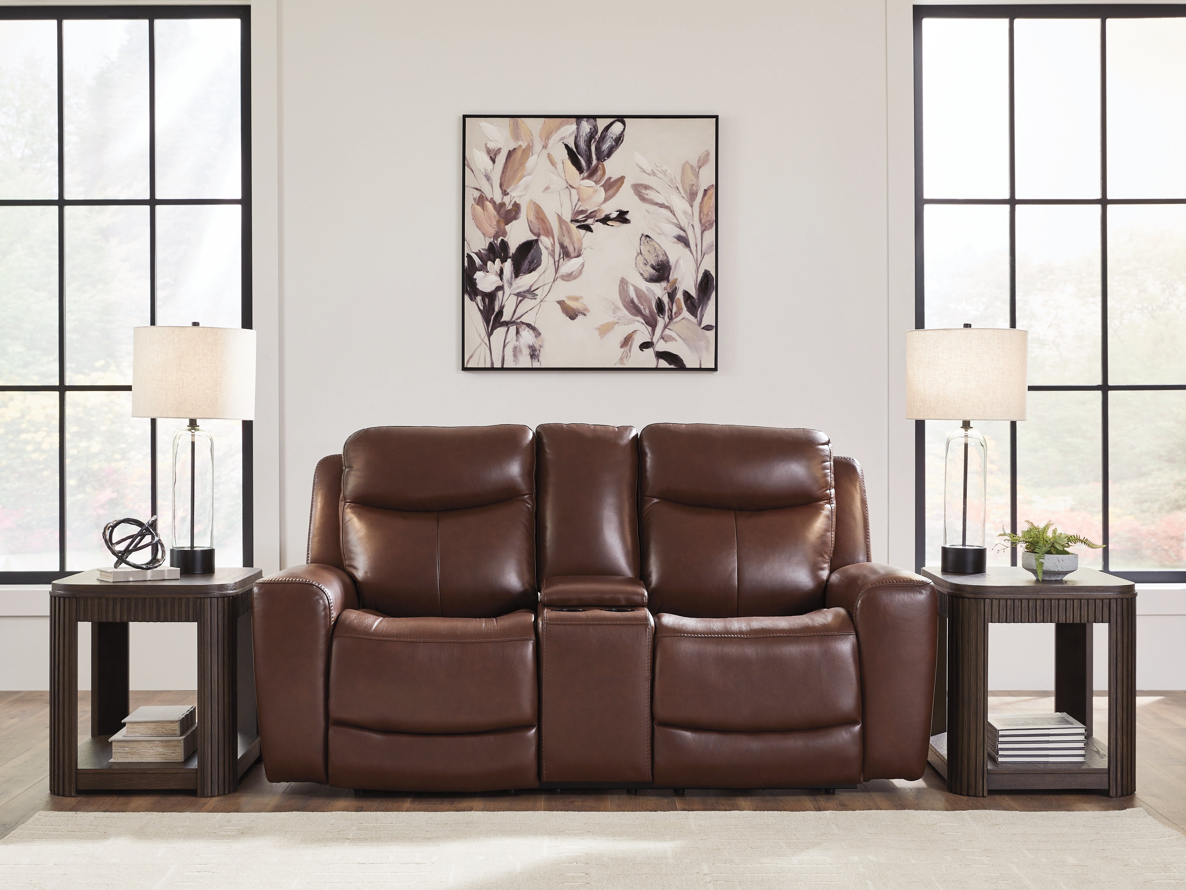 Fine Furniture & Decor - Ashley Furniture - Next Move Living Room - PWR REC Loveseat/CON/ADJ HDRST / Mahogany - PCU1210218