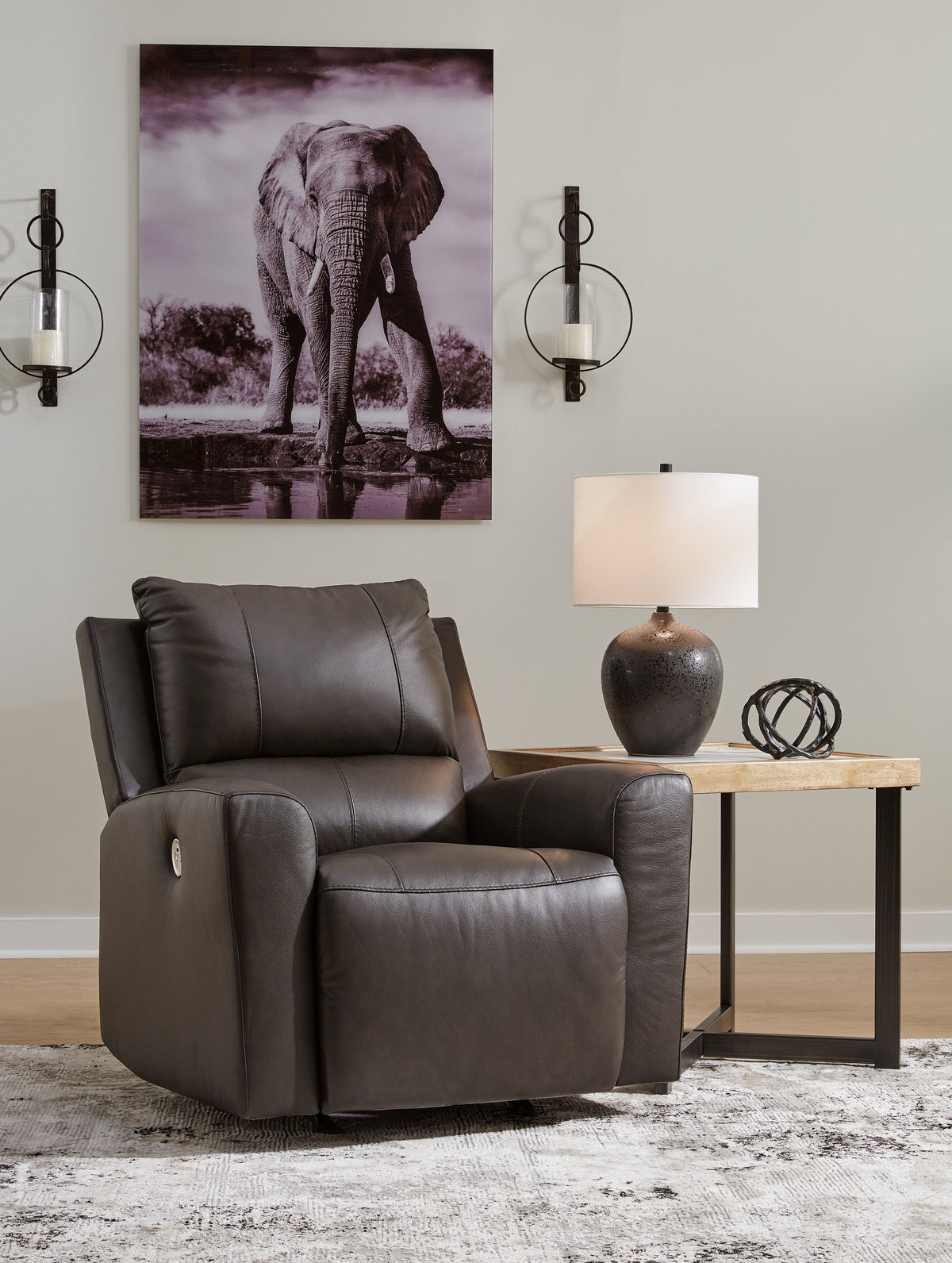 Fine Furniture & Decor - Ashley Furniture - Boxmere Living Room - DBL REC PWR Loveseat w/Console / Storm - U1310096
