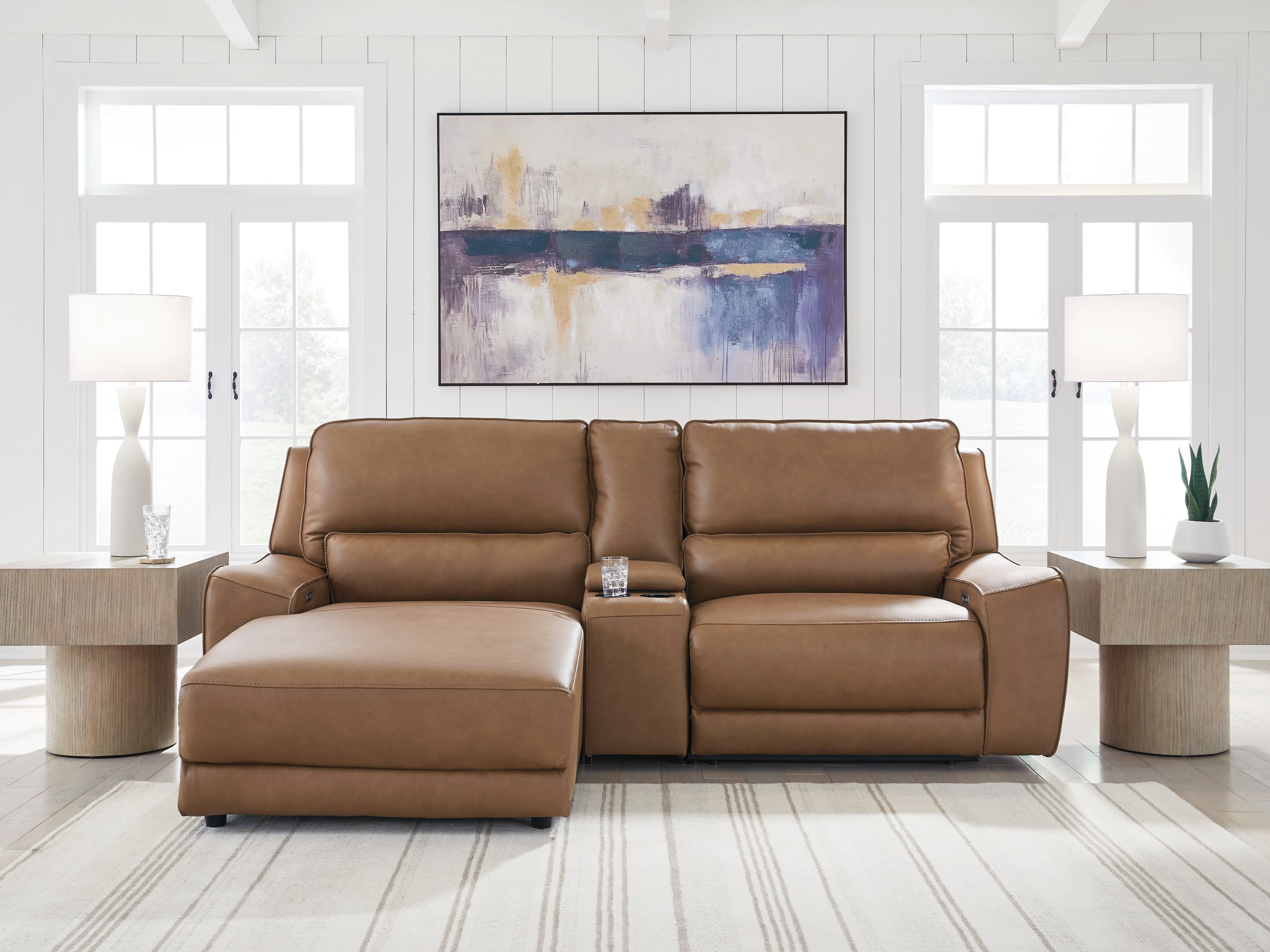 Fine Furniture & Decor - Ashley Furniture - DeepWakes Sectional - 3-Piece Power Reclining Sectional with Chaise / Caramel - PCU62606S17