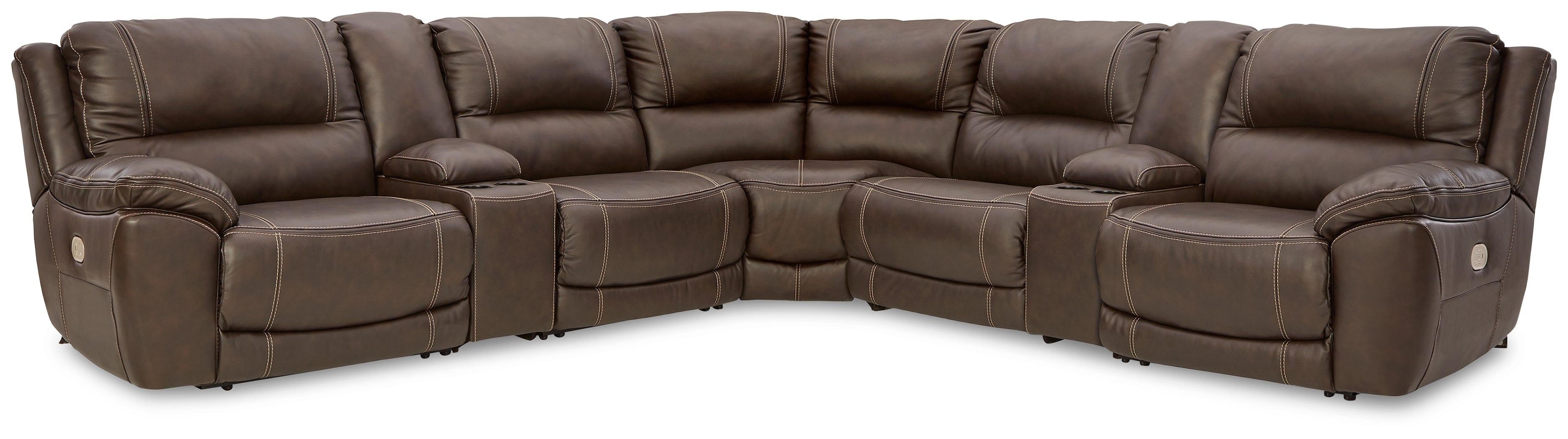 Fine Furniture & Decor - Ashley Furniture - Dunleith Sectional - 7-Piece Power Reclining Sectional / Chocolate - U71604S7