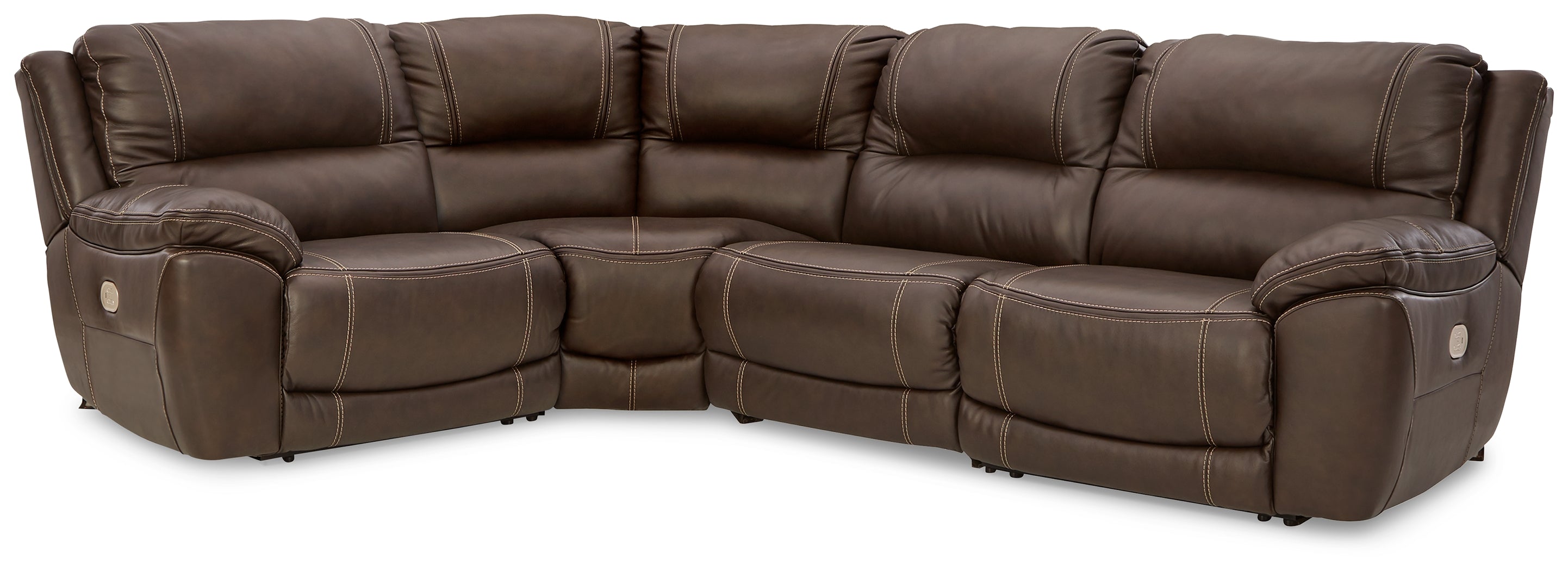 Fine Furniture & Decor - Ashley Furniture - Dunleith Sectional - 4-Piece Power Reclining Sectional / Chocolate - U71604S6