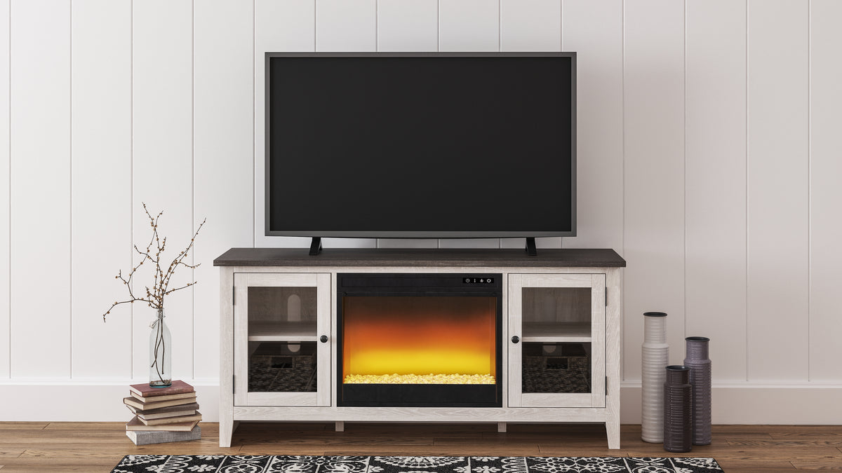 Fine Furniture & Decor - Ashley Furniture - Dorrinson 60" TV Stand with Electric Fireplace - 60" TV Stand with Electric Fireplace / Two-tone - W287W2