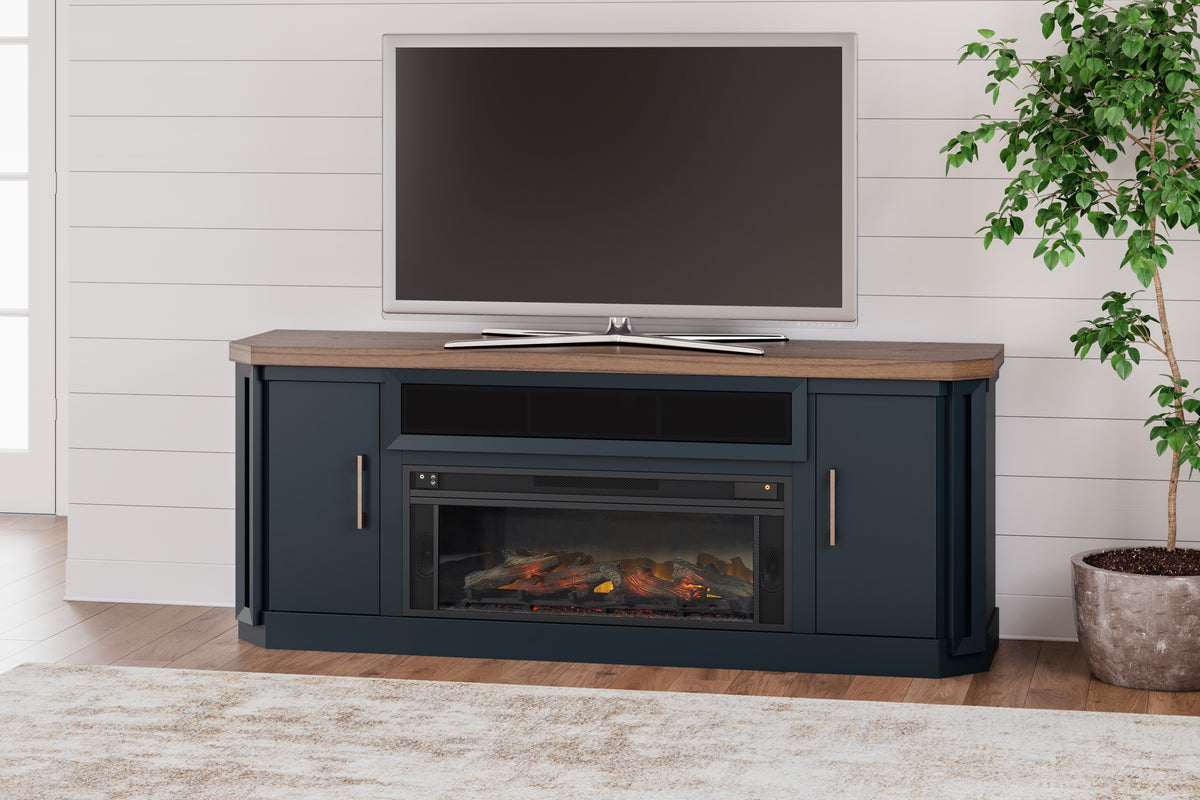 Fine Furniture & Decor - Ashley Furniture - Landocken 83" TV Stand - 83" / Brown/Blue - W402-68