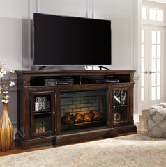Fine Furniture & Decor - Ashley Furniture - Roddinton 72" TV Stand with Electric Fireplace - 72" TV Stand with Electric Fireplace / Dark Brown - W701W8