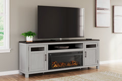 Fine Furniture & Decor - Ashley Furniture - Darborn 88" TV Stand with Electric Fireplace - 88" TV Stand with Electric Fireplace / Gray/Brown - W796W1