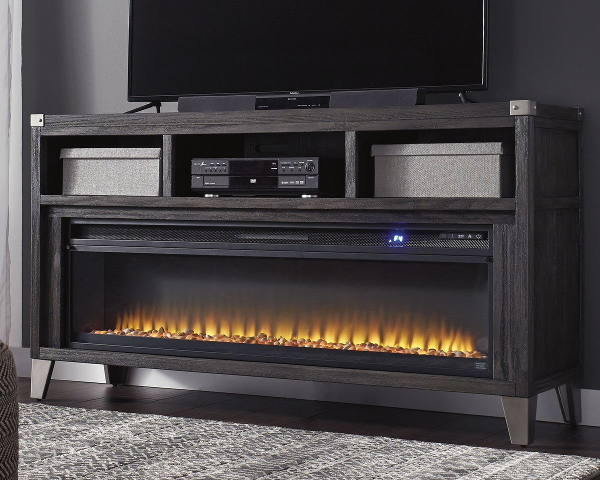 Fine Furniture & Decor - Ashley Furniture - Todoe 65" TV Stand with Electric Fireplace - 65" TV Stand with Electric Fireplace / Gray - W901W1